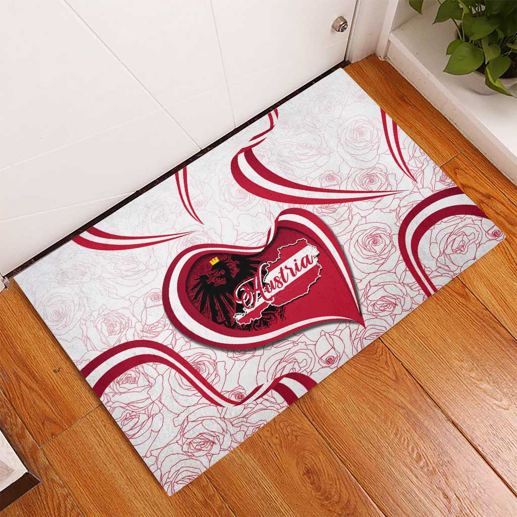 Austria In My Heart Rubber Doormat Osterreich Map Flag - Wonder Print Shop