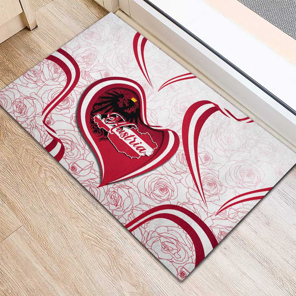 Austria In My Heart Rubber Doormat Osterreich Map Flag - Wonder Print Shop
