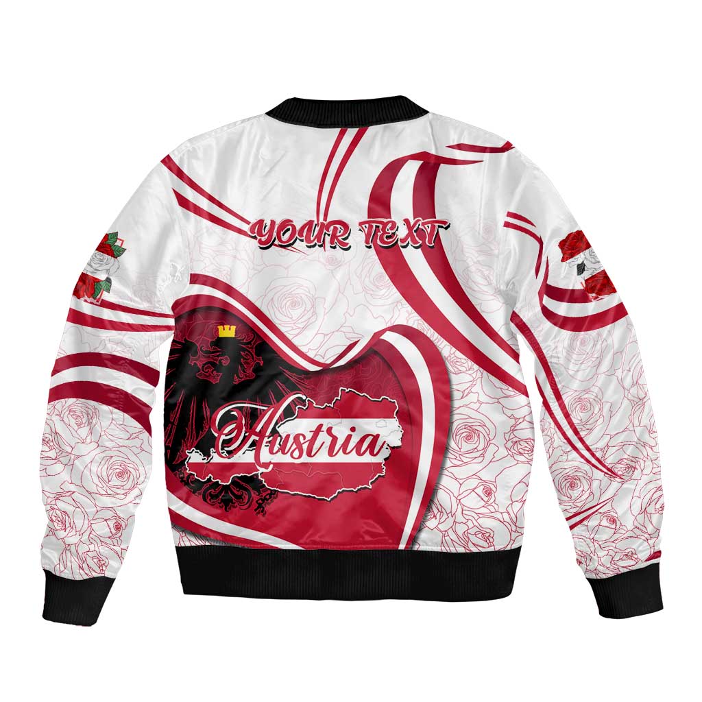 Personalized Austria In My Heart Sleeve Zip Bomber Jacket Osterreich Map Flag - Wonder Print Shop