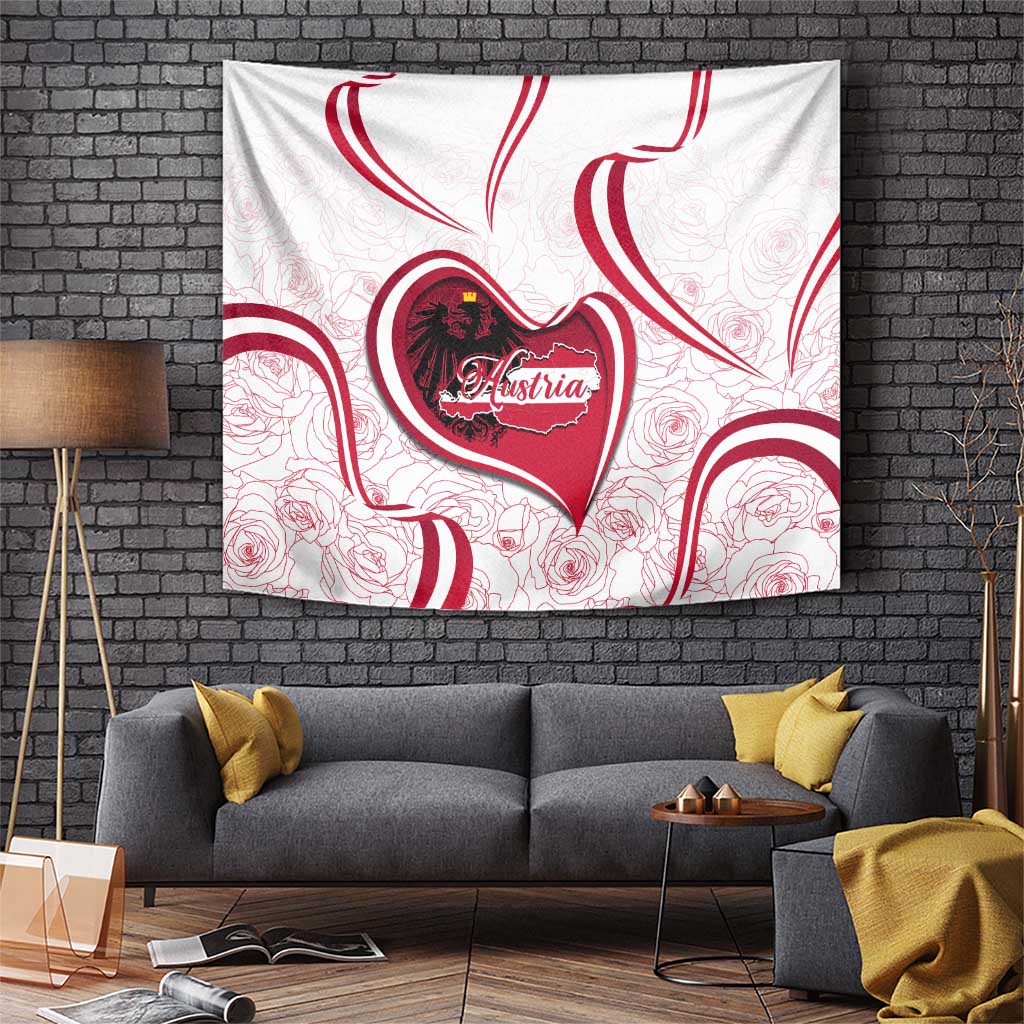 Austria In My Heart Tapestry Osterreich Map Flag - Wonder Print Shop