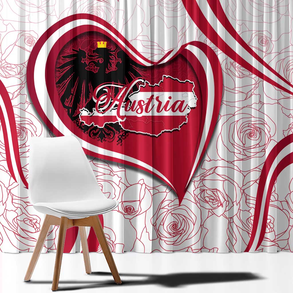 Austria In My Heart Window Curtain Osterreich Map Flag - Wonder Print Shop