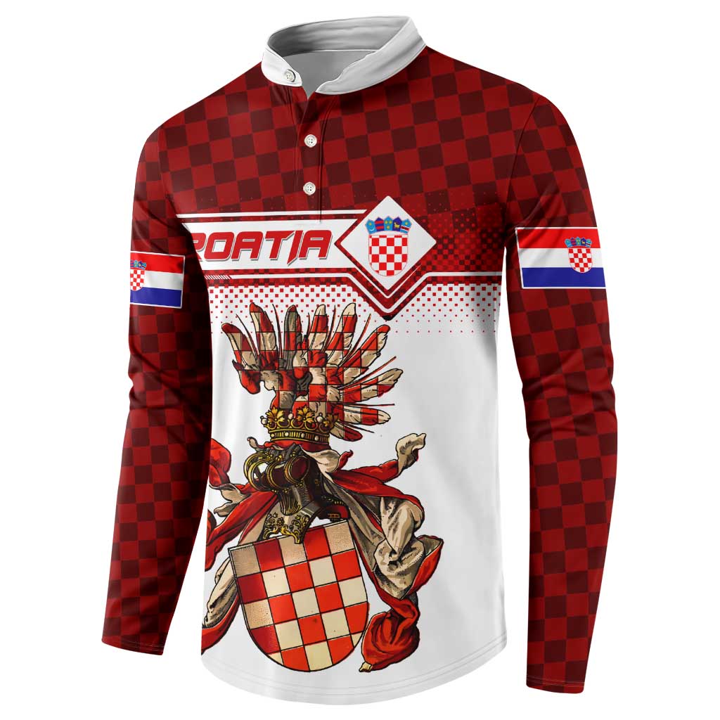 Personalized Croatia Button Sweatshirt Vintage Coat Of Arms - Wonder Print Shop