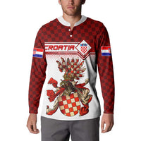 Personalized Croatia Button Sweatshirt Vintage Coat Of Arms - Wonder Print Shop