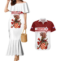 Personalized Croatia Couples Matching Mermaid Dress and Hawaiian Shirt Vintage Coat Of Arms - Wonder Print Shop