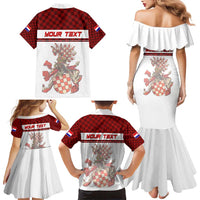 Personalized Croatia Family Matching Mermaid Dress and Hawaiian Shirt Vintage Coat Of Arms - Wonder Print Shop