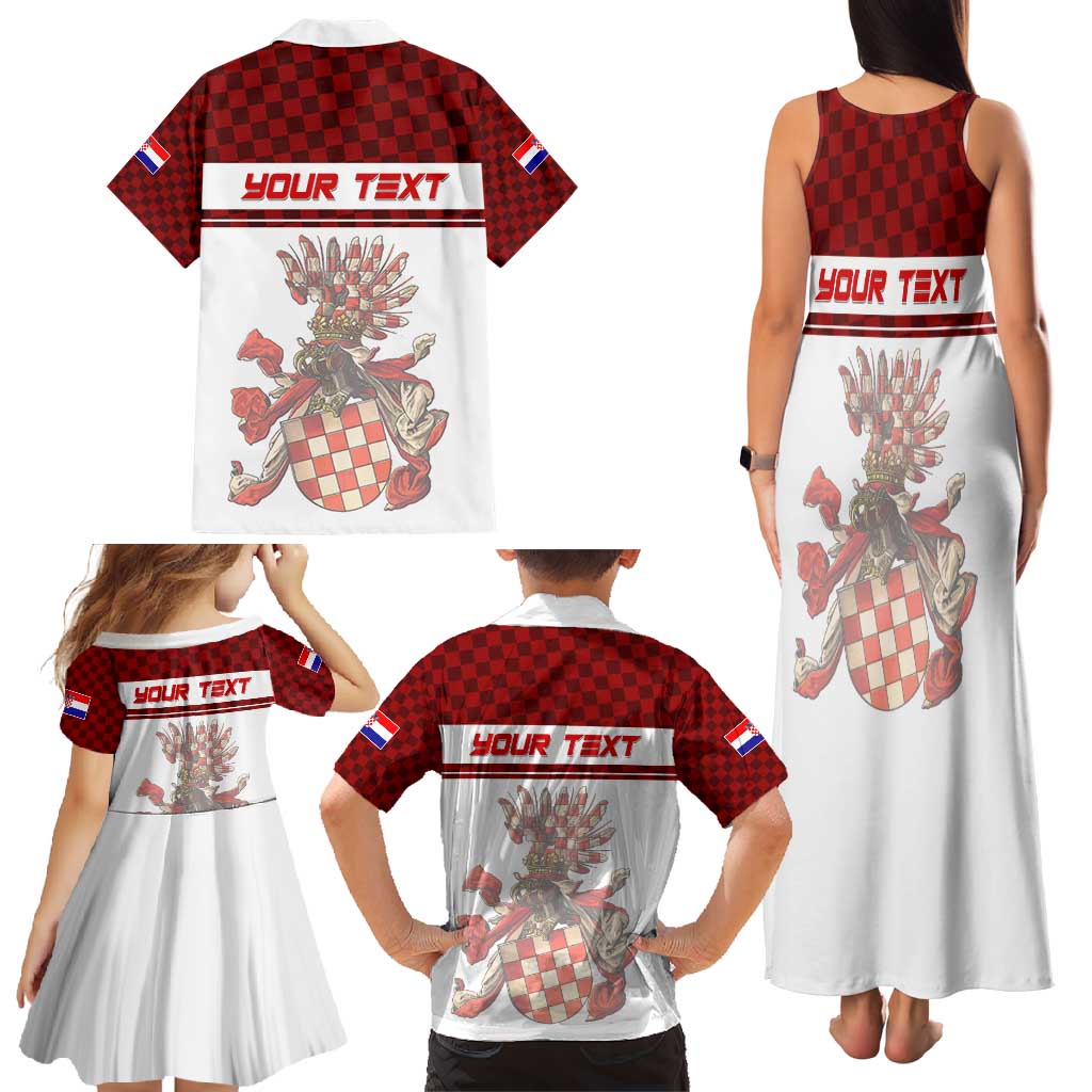 Personalized Croatia Family Matching Tank Maxi Dress and Hawaiian Shirt Vintage Coat Of Arms - Wonder Print Shop