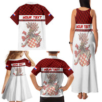 Personalized Croatia Family Matching Tank Maxi Dress and Hawaiian Shirt Vintage Coat Of Arms - Wonder Print Shop