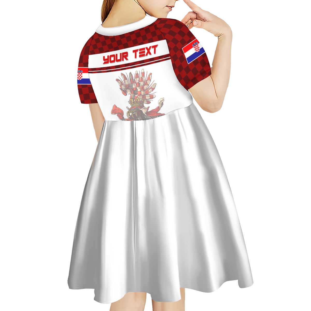 Personalized Croatia Kid Short Sleeve Dress Vintage Coat Of Arms - Wonder Print Shop