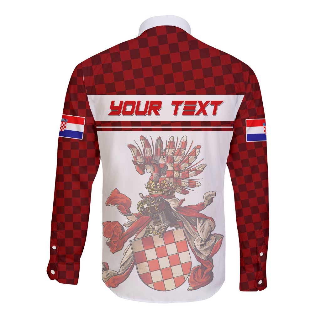 Personalized Croatia Long Sleeve Button Shirt Vintage Coat Of Arms - Wonder Print Shop