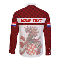 Personalized Croatia Long Sleeve Button Shirt Vintage Coat Of Arms - Wonder Print Shop
