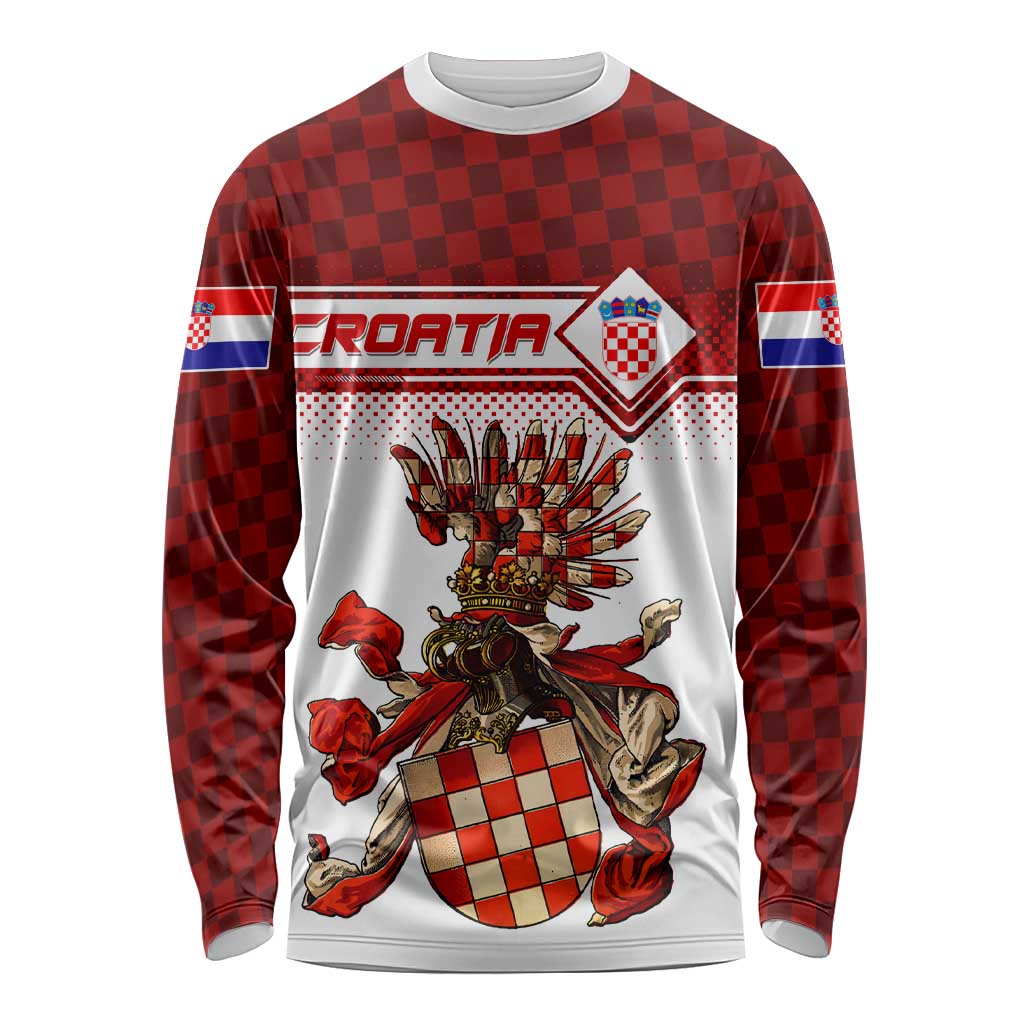 Personalized Croatia Long Sleeve Shirt Vintage Coat Of Arms - Wonder Print Shop