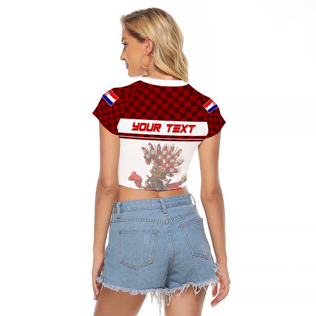 Personalized Croatia Raglan Cropped T Shirt Vintage Coat Of Arms - Wonder Print Shop