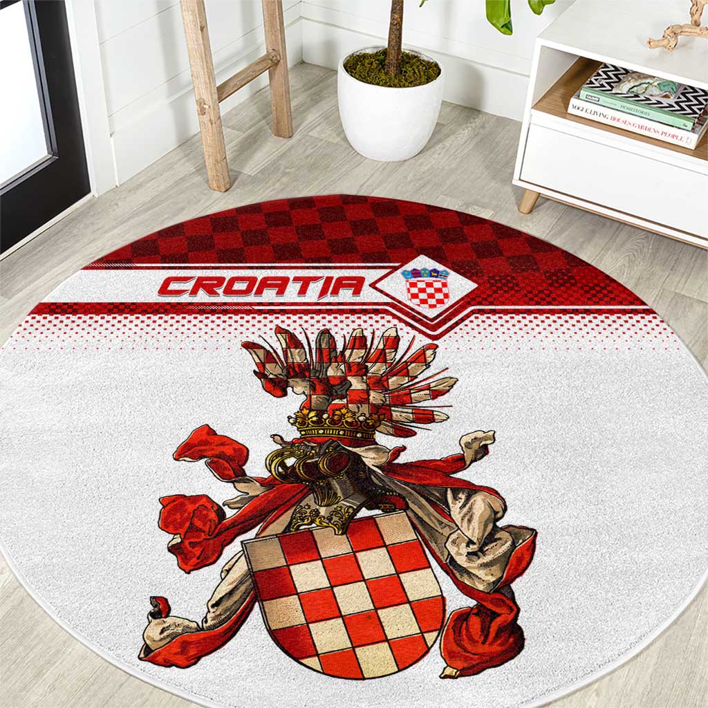 Croatia Round Carpet Vintage Coat Of Arms