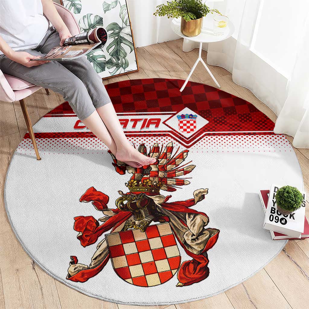 Croatia Round Carpet Vintage Coat Of Arms