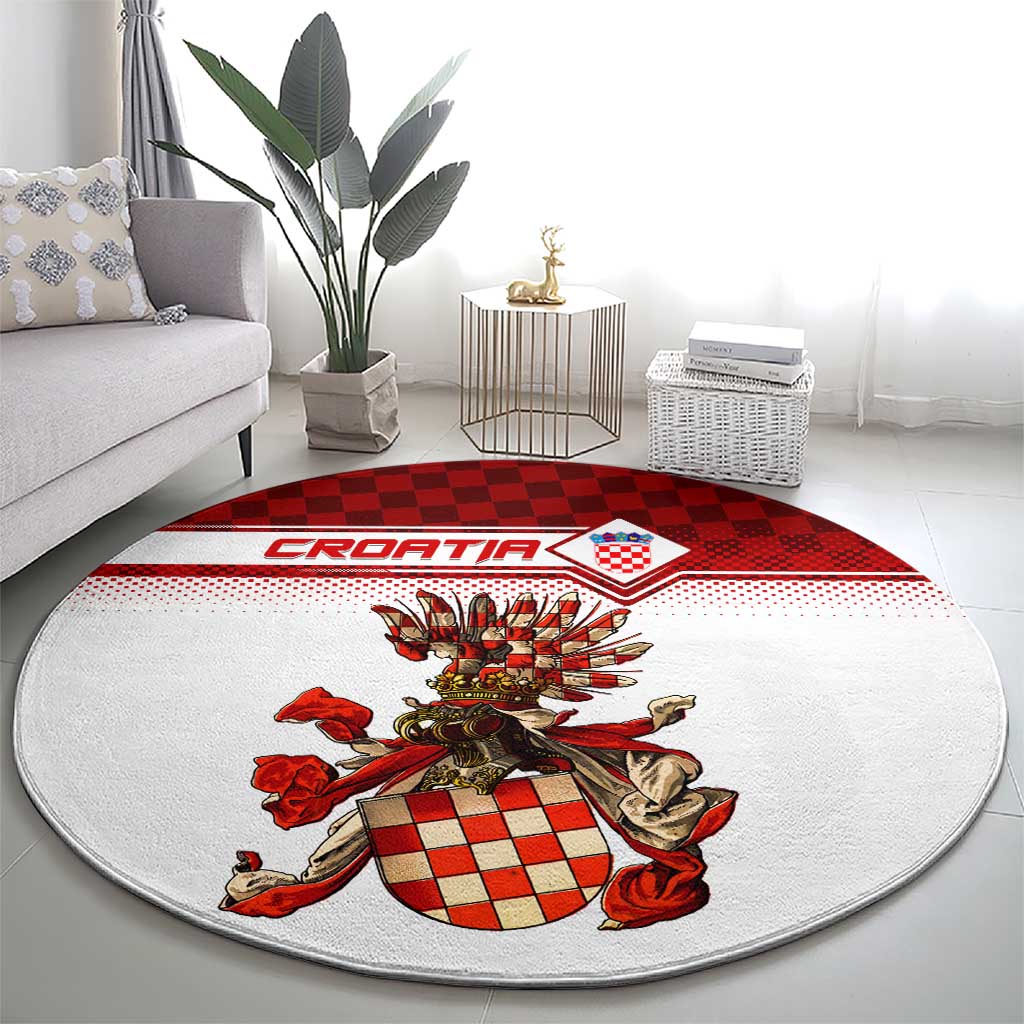 Croatia Round Carpet Vintage Coat Of Arms