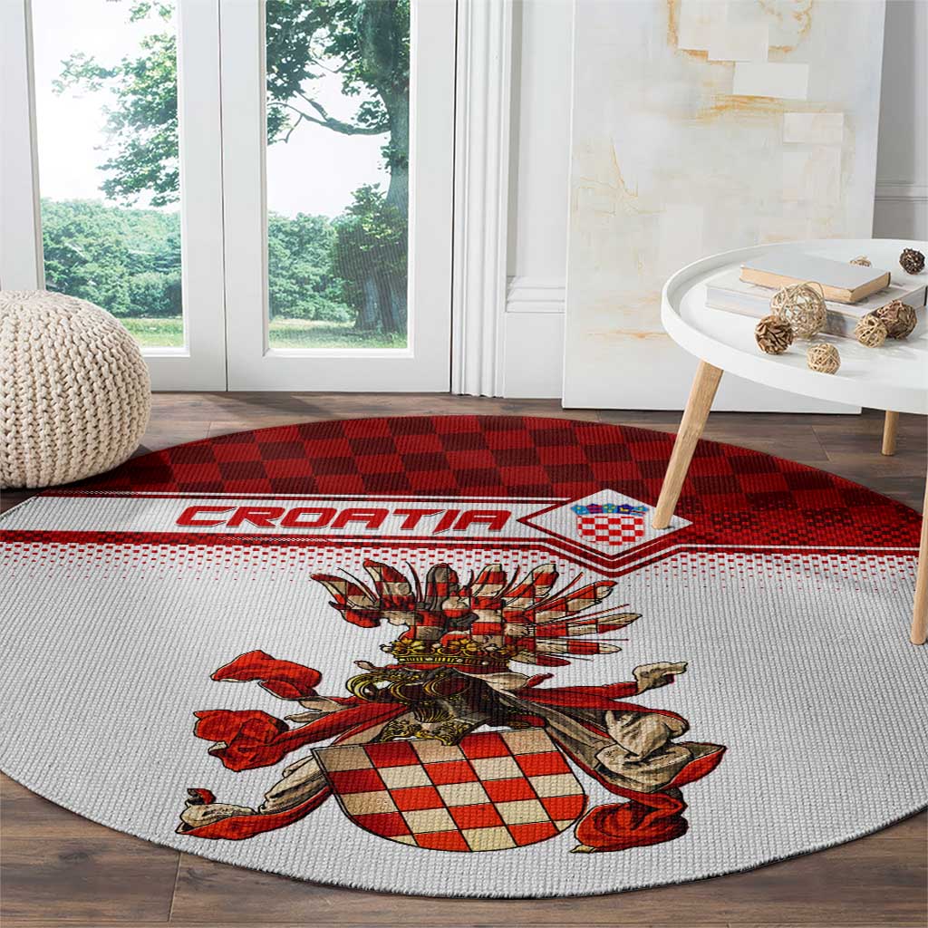 Croatia Round Carpet Vintage Coat Of Arms