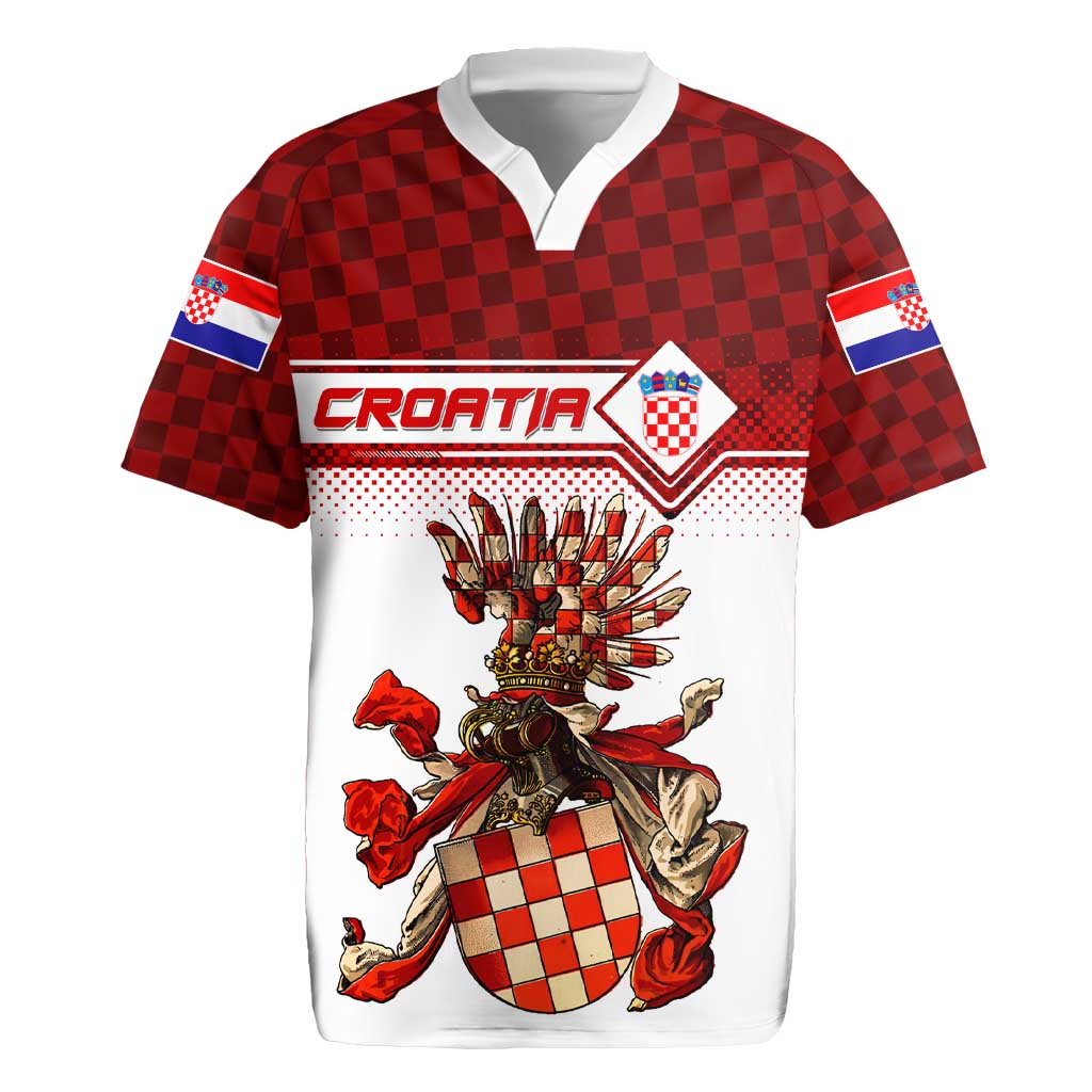 Personalized Croatia Rugby Jersey Vintage Coat Of Arms - Wonder Print Shop