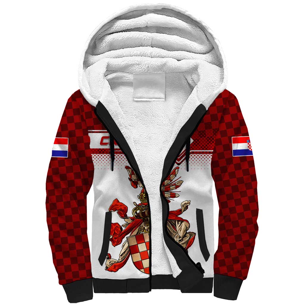 Personalized Croatia Sherpa Hoodie Vintage Coat Of Arms - Wonder Print Shop