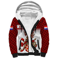 Personalized Croatia Sherpa Hoodie Vintage Coat Of Arms - Wonder Print Shop