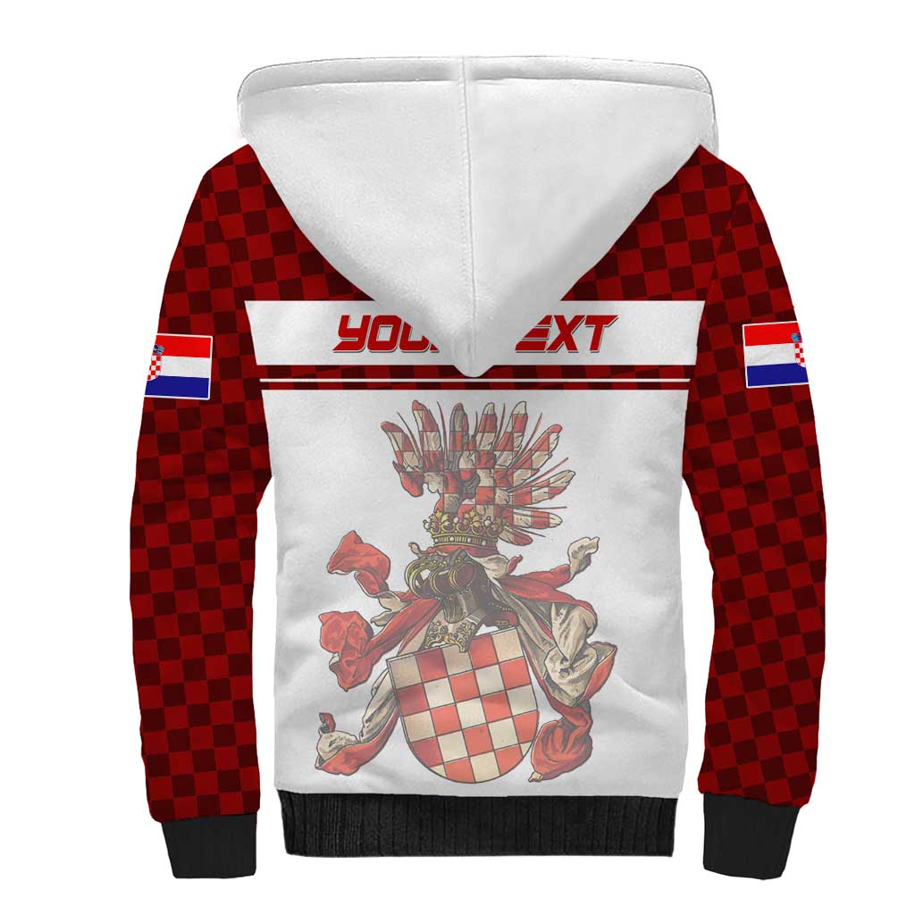 Personalized Croatia Sherpa Hoodie Vintage Coat Of Arms - Wonder Print Shop