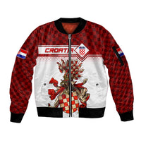 Personalized Croatia Sleeve Zip Bomber Jacket Vintage Coat Of Arms - Wonder Print Shop