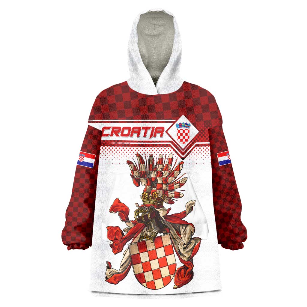Personalized Croatia Wearable Blanket Hoodie Vintage Coat Of Arms - Wonder Print Shop