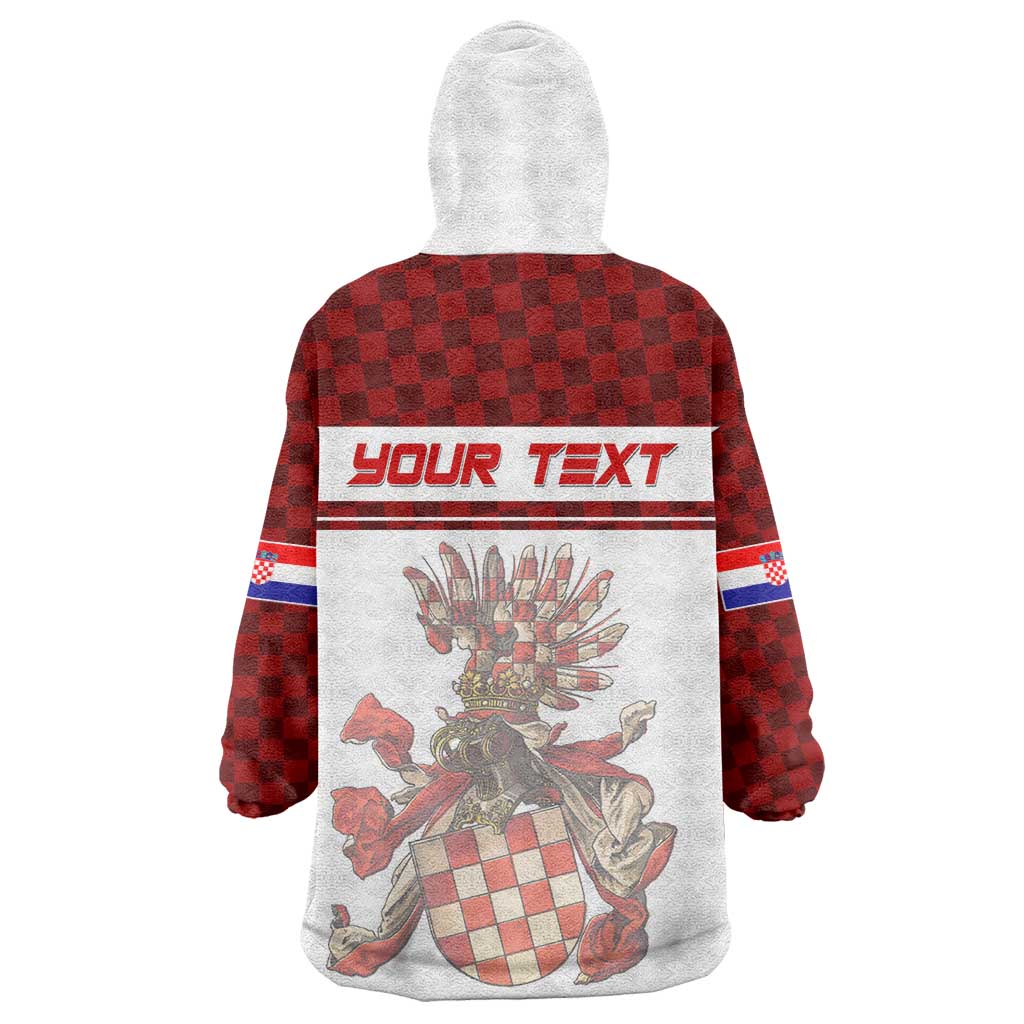 Personalized Croatia Wearable Blanket Hoodie Vintage Coat Of Arms - Wonder Print Shop