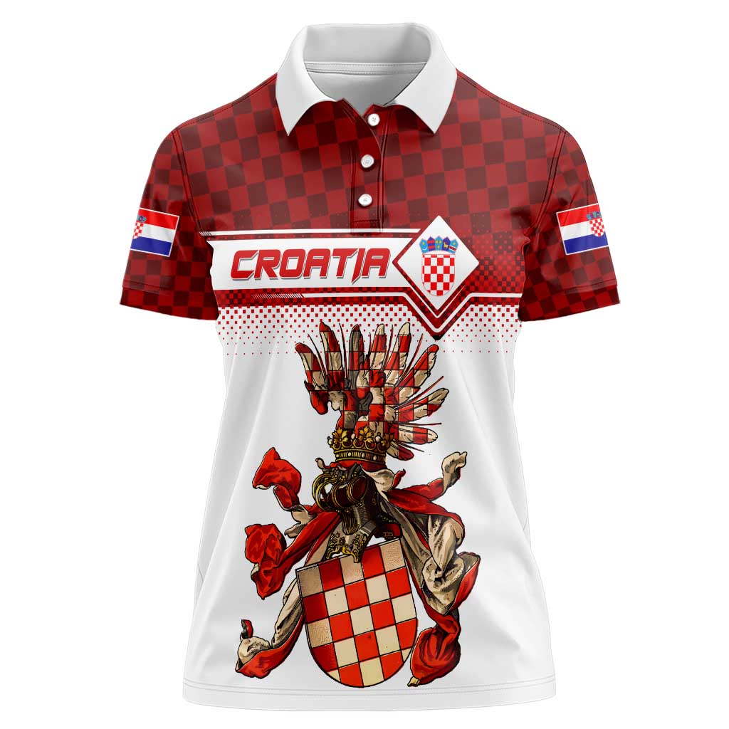 Personalized Croatia Women Polo Shirt Vintage Coat Of Arms - Wonder Print Shop