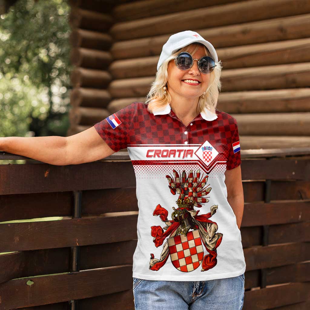 Personalized Croatia Women Polo Shirt Vintage Coat Of Arms - Wonder Print Shop