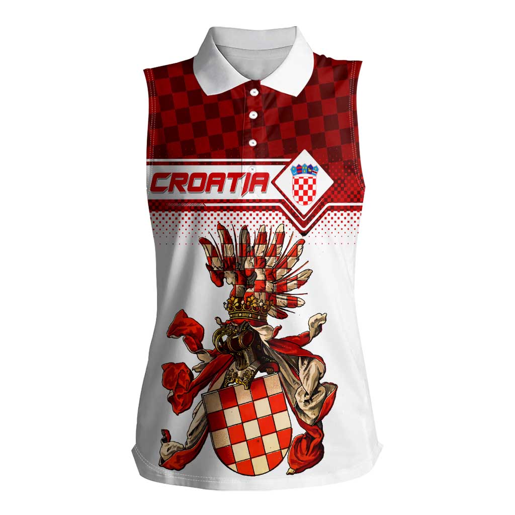 Personalized Croatia Women Sleeveless Polo Shirt Vintage Coat Of Arms - Wonder Print Shop