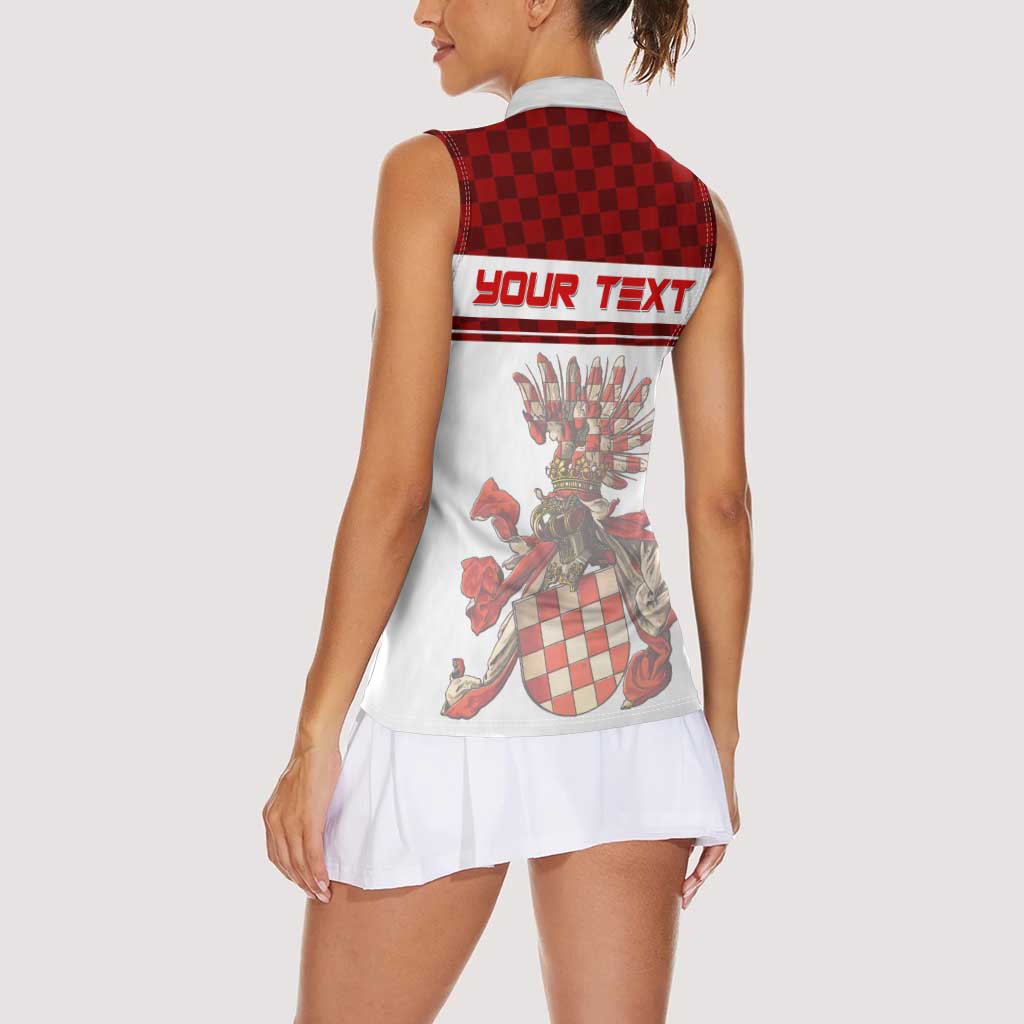 Personalized Croatia Women Sleeveless Polo Shirt Vintage Coat Of Arms - Wonder Print Shop