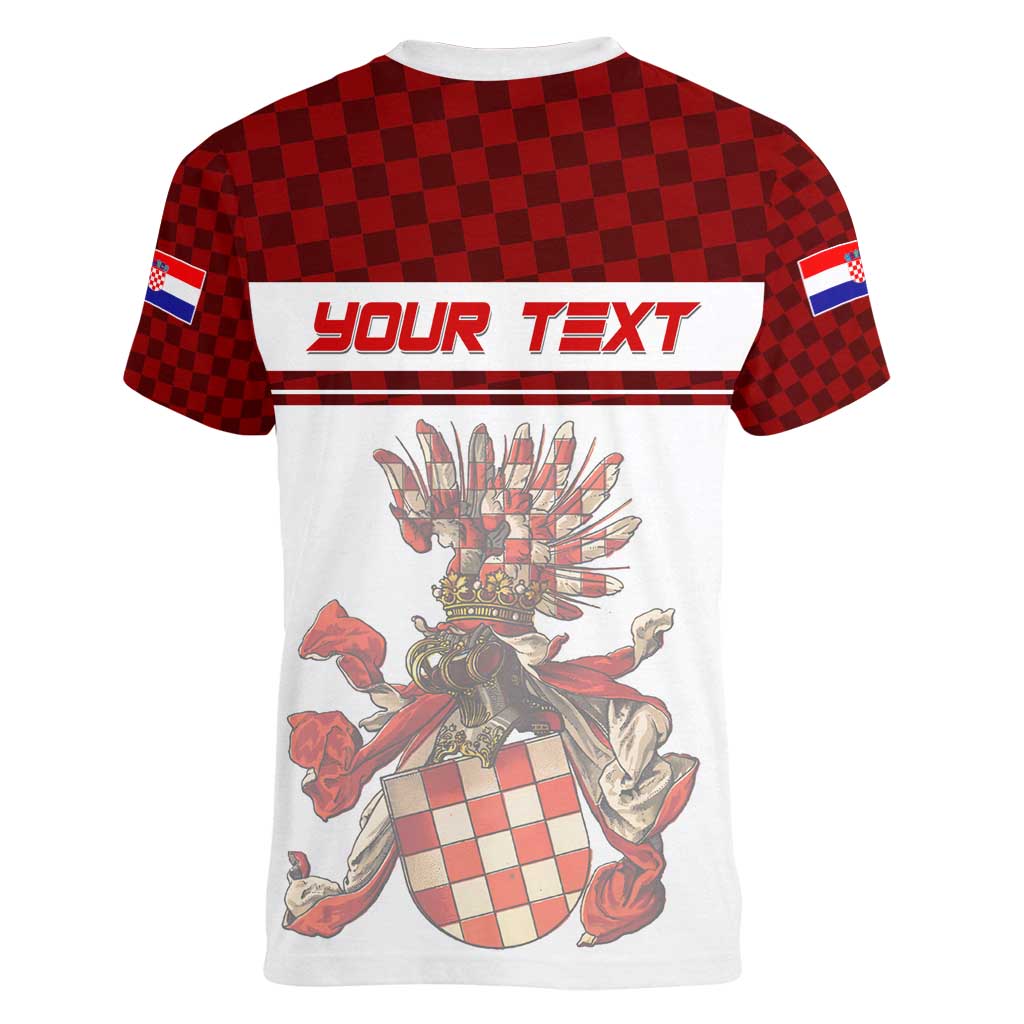 Personalized Croatia Women V-Neck T-Shirt Vintage Coat Of Arms - Wonder Print Shop