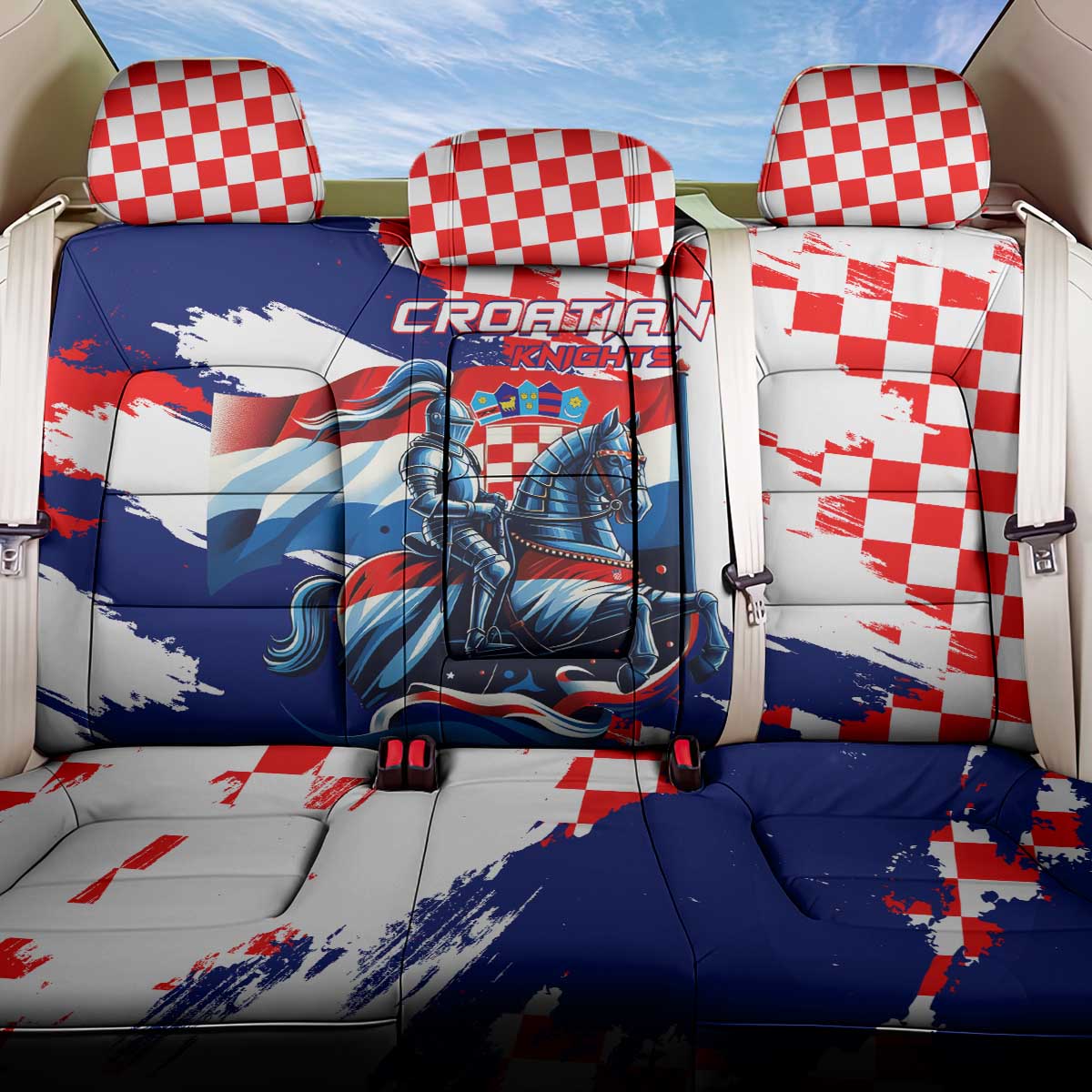 Croatian Knights Back Car Seat Cover Hrvatska Coat Of Arms - Wonder Print Shop