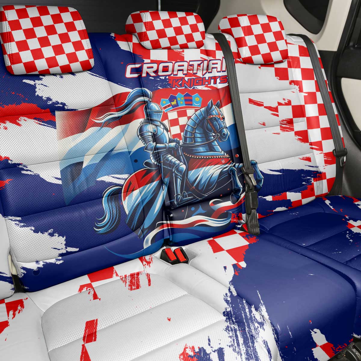 Croatian Knights Back Car Seat Cover Hrvatska Coat Of Arms - Wonder Print Shop