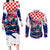 Personalized Croatian Knights Couples Matching Long Sleeve Bodycon Dress and Long Sleeve Button Shirt Hrvatska Coat Of Arms - Wonder Print Shop