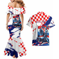 Personalized Croatian Knights Couples Matching Mermaid Dress and Hawaiian Shirt Hrvatska Coat Of Arms - Wonder Print Shop