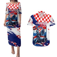 Personalized Croatian Knights Couples Matching Puletasi and Hawaiian Shirt Hrvatska Coat Of Arms - Wonder Print Shop