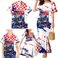 Personalized Croatian Knights Family Matching Mermaid Dress and Hawaiian Shirt Hrvatska Coat Of Arms - Wonder Print Shop