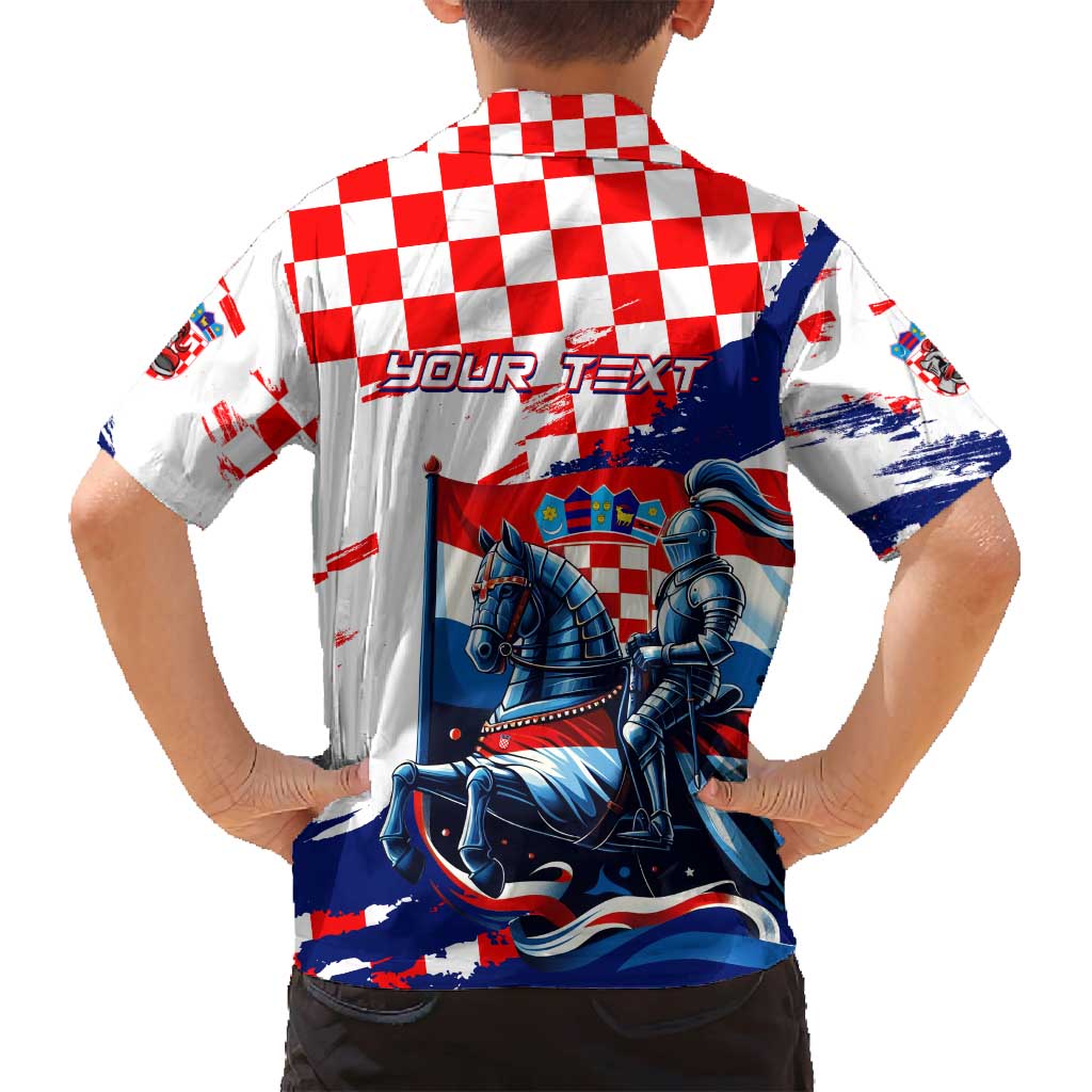 Personalized Croatian Knights Family Matching Off Shoulder Short Dress and Hawaiian Shirt Hrvatska Coat Of Arms - Wonder Print Shop