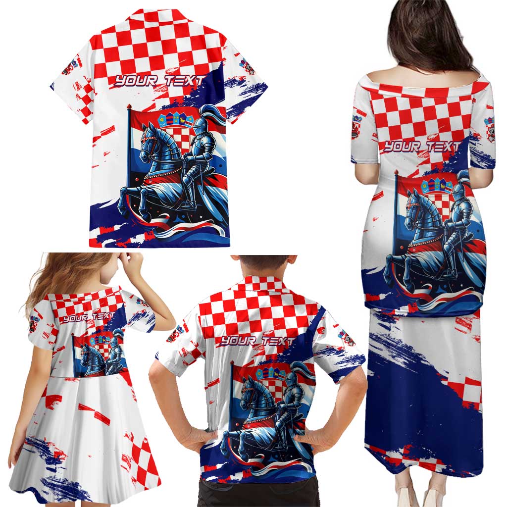 Personalized Croatian Knights Family Matching Puletasi and Hawaiian Shirt Hrvatska Coat Of Arms - Wonder Print Shop