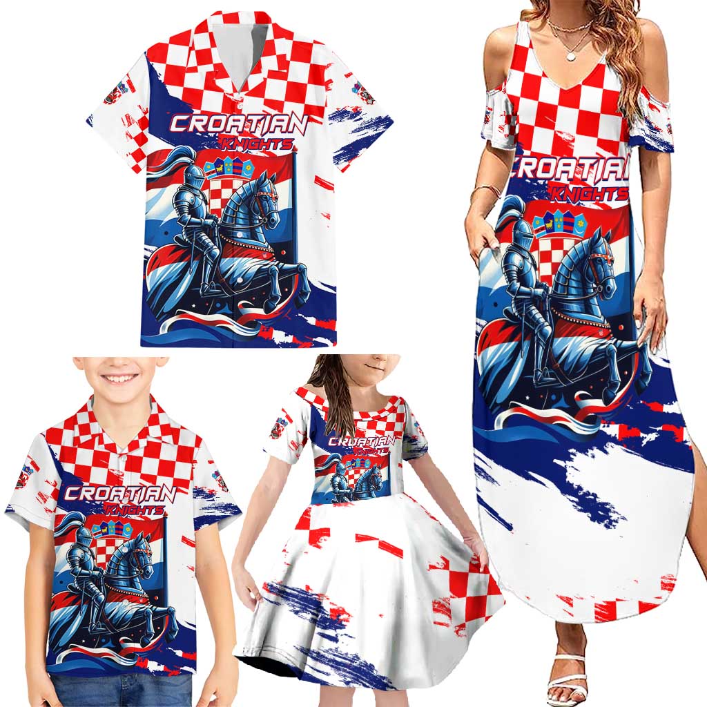 Personalized Croatian Knights Family Matching Summer Maxi Dress and Hawaiian Shirt Hrvatska Coat Of Arms - Wonder Print Shop
