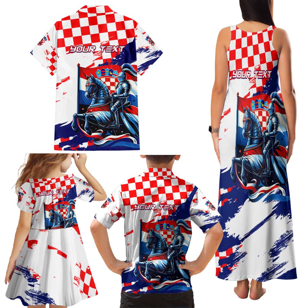 Personalized Croatian Knights Family Matching Tank Maxi Dress and Hawaiian Shirt Hrvatska Coat Of Arms - Wonder Print Shop