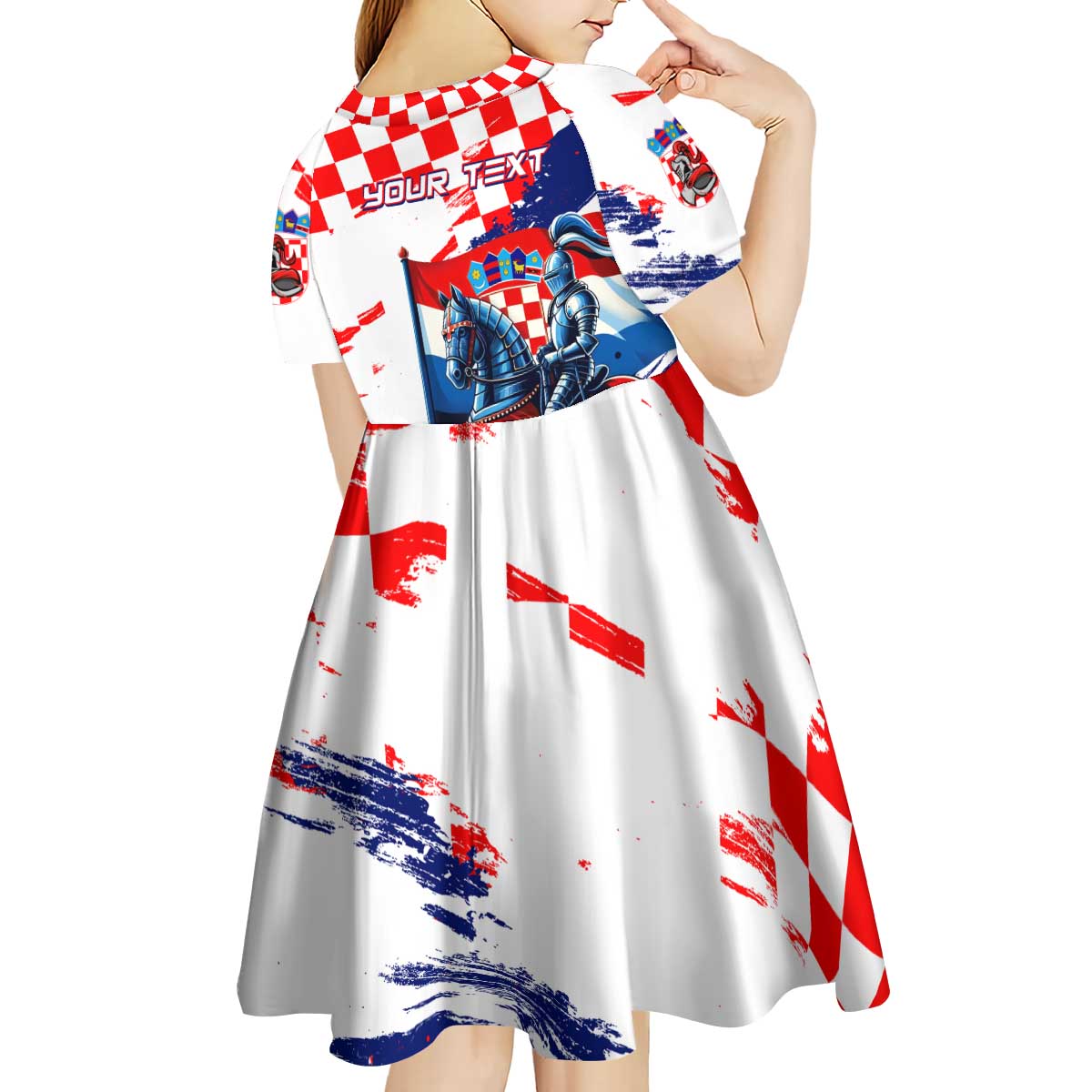 Personalized Croatian Knights Kid Short Sleeve Dress Hrvatska Coat Of Arms - Wonder Print Shop