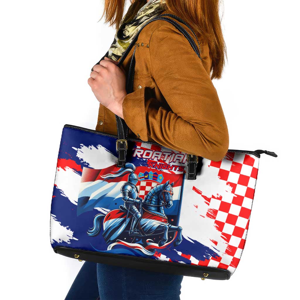 Croatian Knights Leather Tote Bag Hrvatska Coat Of Arms - Wonder Print Shop