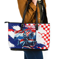 Croatian Knights Leather Tote Bag Hrvatska Coat Of Arms - Wonder Print Shop
