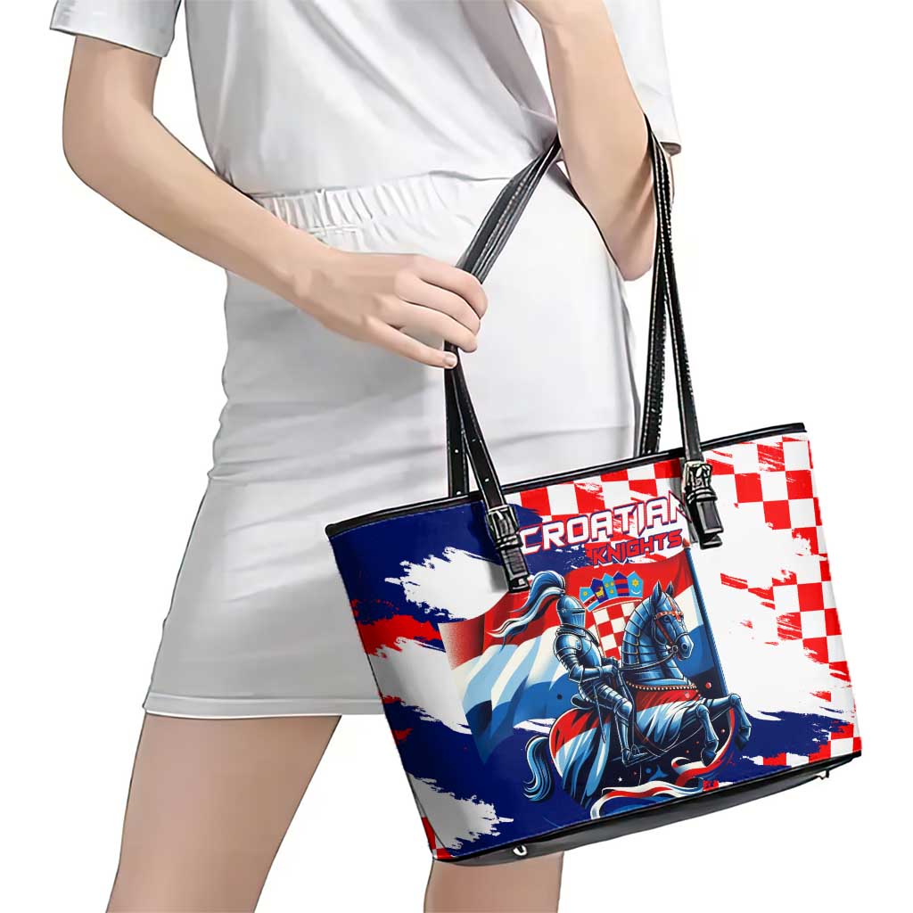 Croatian Knights Leather Tote Bag Hrvatska Coat Of Arms - Wonder Print Shop