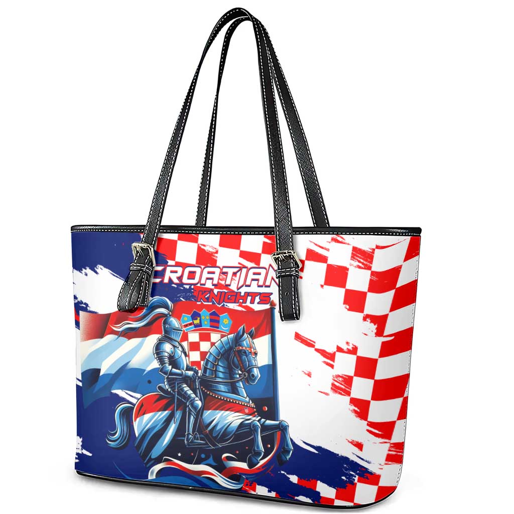 Croatian Knights Leather Tote Bag Hrvatska Coat Of Arms - Wonder Print Shop