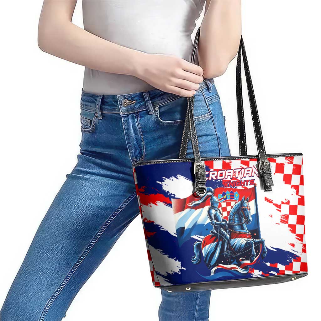 Croatian Knights Leather Tote Bag Hrvatska Coat Of Arms - Wonder Print Shop
