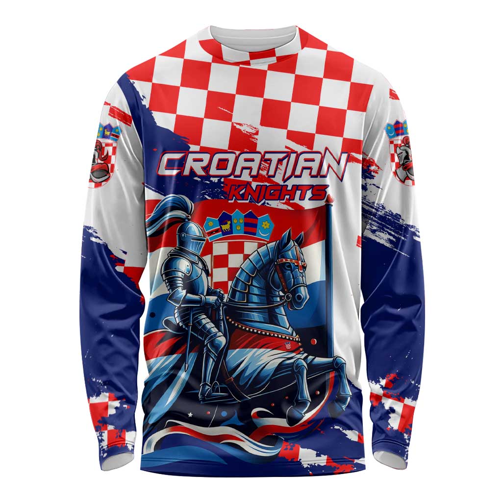 Personalized Croatian Knights Long Sleeve Shirt Hrvatska Coat Of Arms - Wonder Print Shop