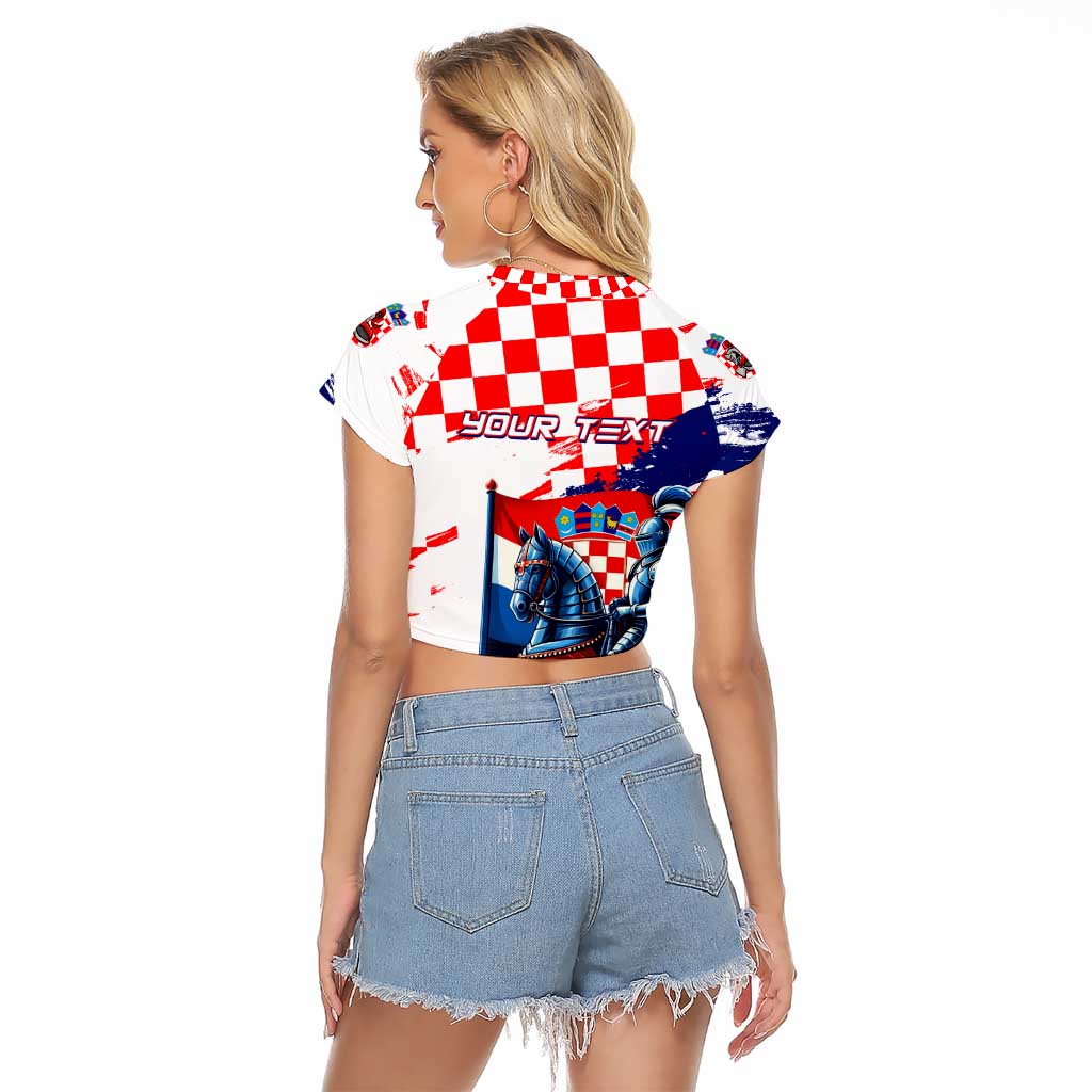 Personalized Croatian Knights Raglan Cropped T Shirt Hrvatska Coat Of Arms - Wonder Print Shop